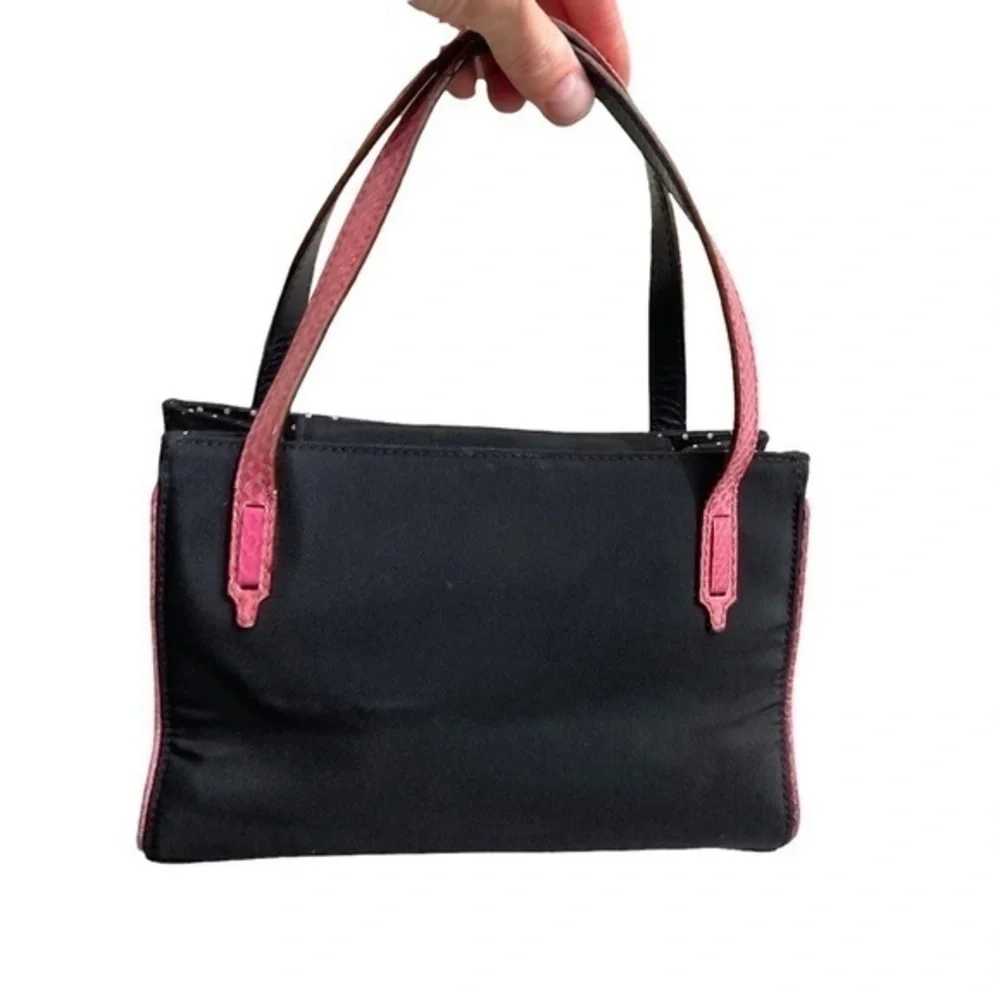 Kate spade black nylon and pink mini tote bag made in Italy rare